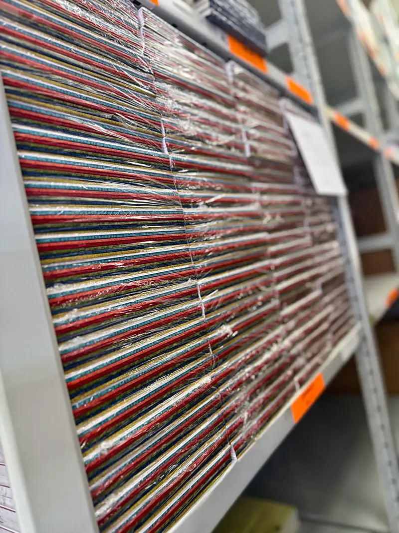 materials stocked on racking