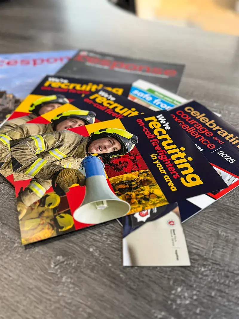 firefighting recruitment posters flat lay
